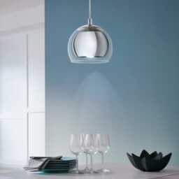 EGLO Rocamar Steel Chrome & Glass Single Pendant