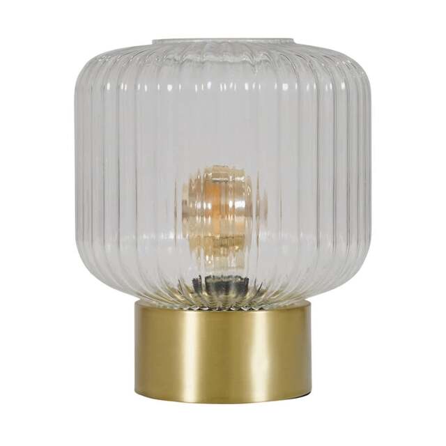 ValueLights Patterson Gold Table Lamp Clear Glass Textured Shade