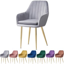 MOF Dining chair Armchair with Armrest & Backrest Upholstered seat with Metal legs T05 Grey