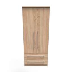 Carlton 2 Drawer Double Wardrobe in Bardolino Oak (Ready Assembled) Brown Bardolino Oak