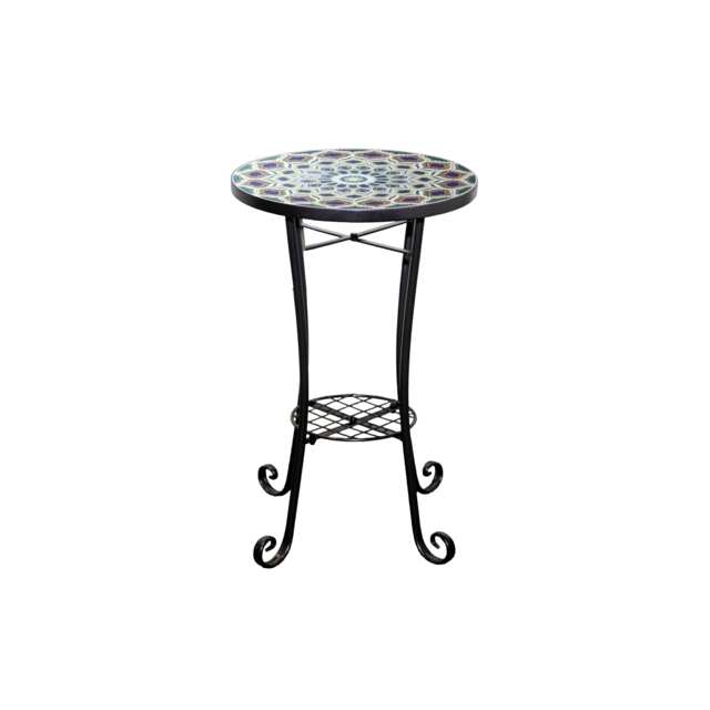 35cm Casablanca Mosaic Plant Stand and Side Table with Ceramic Tile Top for Indoor Outdoor Use