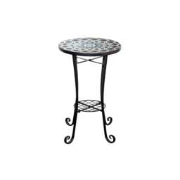 35cm Casablanca Mosaic Plant Stand and Side Table with Ceramic Tile Top for Indoor Outdoor Use