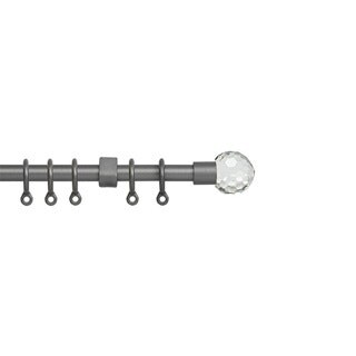 13 - 16mm Silver Crystal Ball Metal Curtain Pole Set 150-280cm Silver Silver