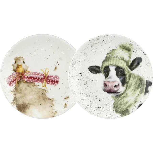 Royal Worcester Wrendale Designs Cow & Duck 2 Coupe Plates