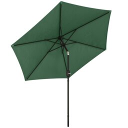 Outsunny 2.6M Garden Parasol Umbrella with Aluminium Pole, Tilt, Crank Green Dark Green Dia. 2.65 x 2.3H m