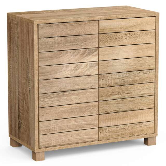 VonHaus Chester Bathroom Towel Storage Cabinet in Oak Effect