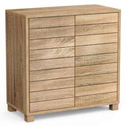 VonHaus Chester Bathroom Towel Storage Cabinet in Oak Effect
