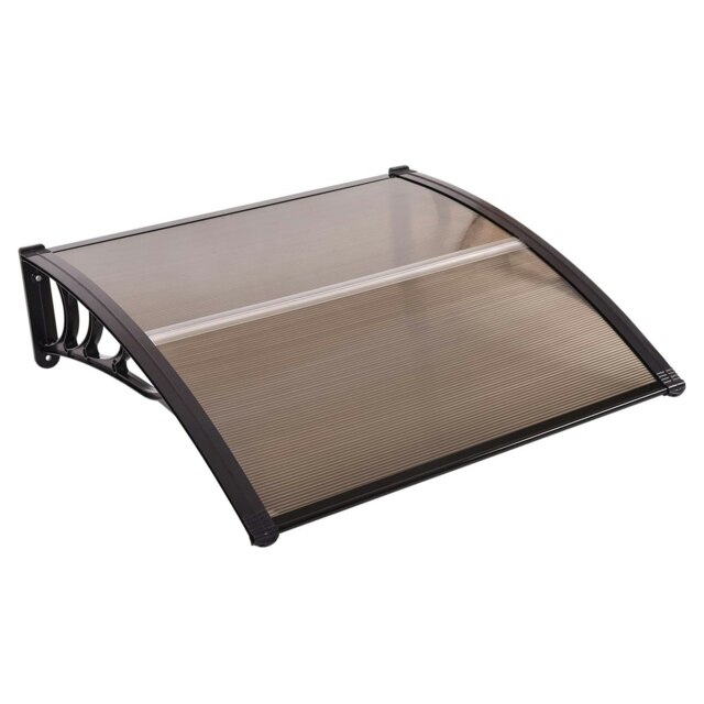 COSTWAY Door Canopy Awning Shelter Front Back Porch Shade Brown Brown