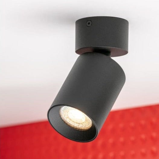 CGC Lighting AXE Black Adjustable GU10 Surface-Mount Ceiling Spotlight Black Black Length: 16.6 cm, Base Diameter: 7 cm
