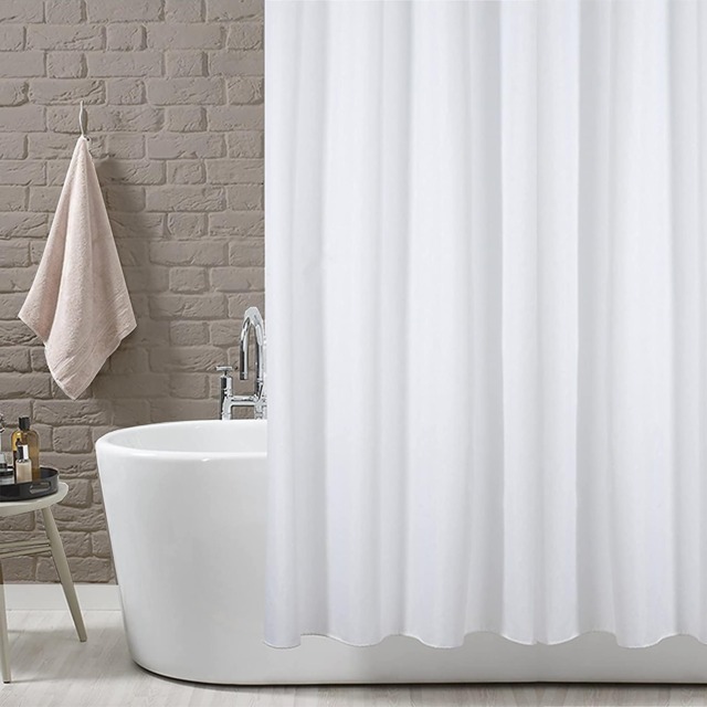 KAV White Extra Long Shower Curtain Mould and Mildew Resistant Solid White, (Width) 180 x 200 cm ( length)