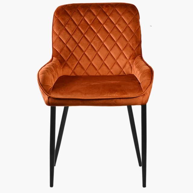 Lakeland Furniture Opus Side Burnt Orange Velvet Black Leg Dining Chair