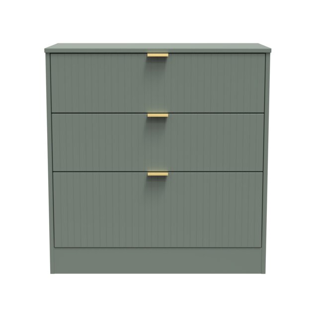 Denver 3 Drawer Deep Chest of Drawers in Reed Green (Ready Assembled) Green Reed Green