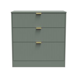 Denver 3 Drawer Deep Chest of Drawers in Reed Green (Ready Assembled) Green Reed Green