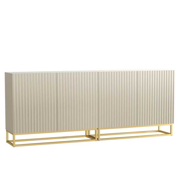 Sideboard Cashmere Gold Fluted Modular Storage Cabinet TV Unit Media Console 200cm