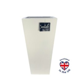 Tall Tapered White Light Concrete Garden Planter H65 L32 W32 cm, 67 ltrs Cap.