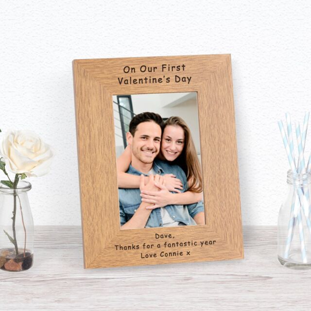 Personalised On Our First Valentine's Day Wood Picture Frame 7 x 5
