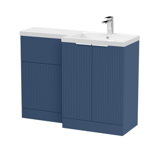 Balterley Tixall 2 Door Vanity WC Combi Unit with Poly Basin, RH, 1100mm, Blue
