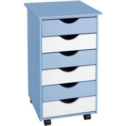 Chest of Drawers, 6 Drawer Wooden Filing Cabinet with 4 Swivel Wheels Blue blue 36 x 40 x 65 cm 1