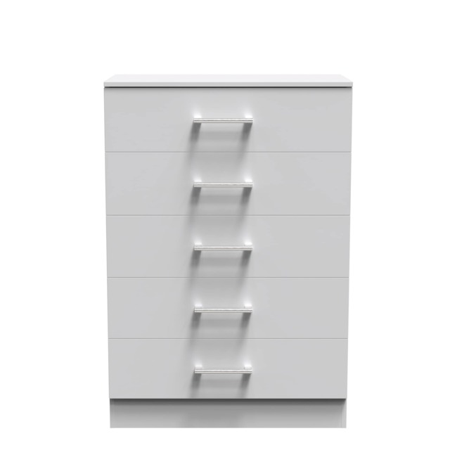 Cornwall 5 Drawer Chest of Drawers in Grey Matt (Ready Assembled) Grey Grey Matt