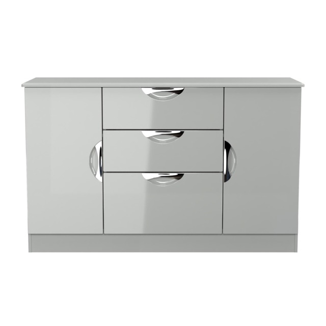 Holborn 2 Door 3 Drawer Sideboard in Grey Gloss & Dusk Grey (Ready Assembled) Grey Grey Gloss & Dusk Grey