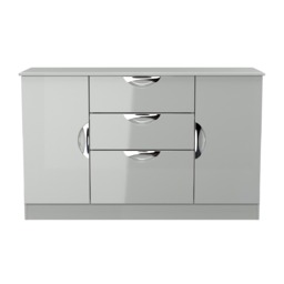 Holborn 2 Door 3 Drawer Sideboard in Grey Gloss & Dusk Grey (Ready Assembled) Grey Grey Gloss & Dusk Grey
