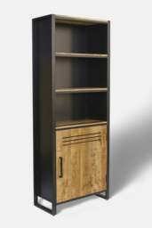 Frais Range Bookcase - Mango Wood - L35 x W73 x H190 cm - PP Sawn Finish Black