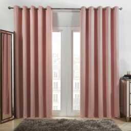 "OHS Soft Thermal Insulated Blackout Eyelet Curtains, 90x90"" - Blush Pink"