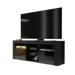 TV Unit TV Stand Black Gloss Media Console Sideboard Storage Cabinet 145cm