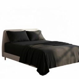 Soft Plain Brushed Cotton Fitted Flat Sheet Matching Pillowcases Set Black Single