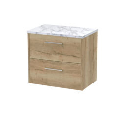 Balterley Winshill Contemporary 2 Drawer Wall Hung Vanity Unit with Laminate Worktop, Light Oak, 600mm