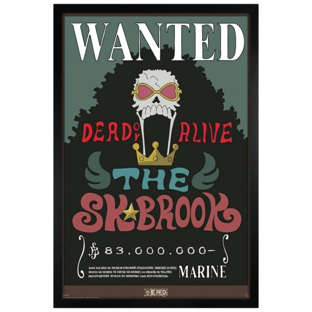 Black Wooden Framed One Piece Wanted Brook Maxi Poster Multi