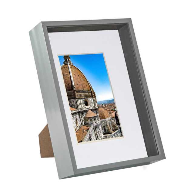 "Nicola Spring A4 (8 x 12"") Deep Photo Frame - Grey/White Mount - 3D Deep Box Picture Frame Display Case (31 x 22cm)"