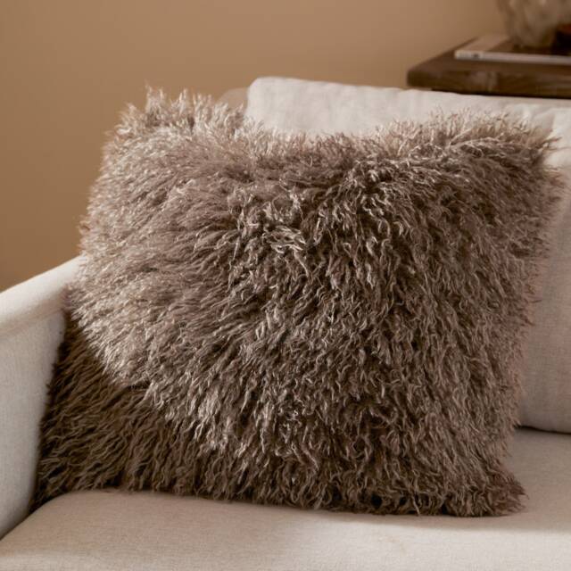 Furn Rowan Faux Fur Cushion Brown Mocha