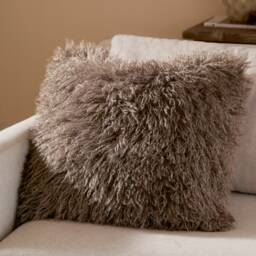 Furn Rowan Faux Fur Cushion Brown Mocha