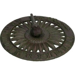 Bird Sundial Ornament Cast Iron Garden Feature Statue Sunflower Clock Metal Brown