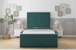 "Sloomy Somerset Emerald Plush Deep-Sided Bed Frame With 50"" Upholstered Headboard 6' Super King"