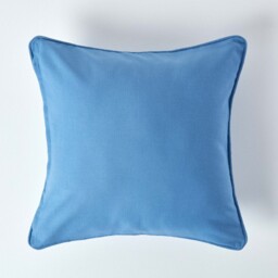 Homescapes Cotton Plain Air Force Blue Cushion Cover - 60 x 60 cm Blue Air force blue 1