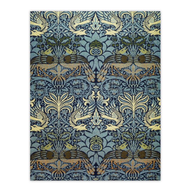 "Peacock and Dragon Pattern Vintage Wall Art Print William Morris 12x16"""