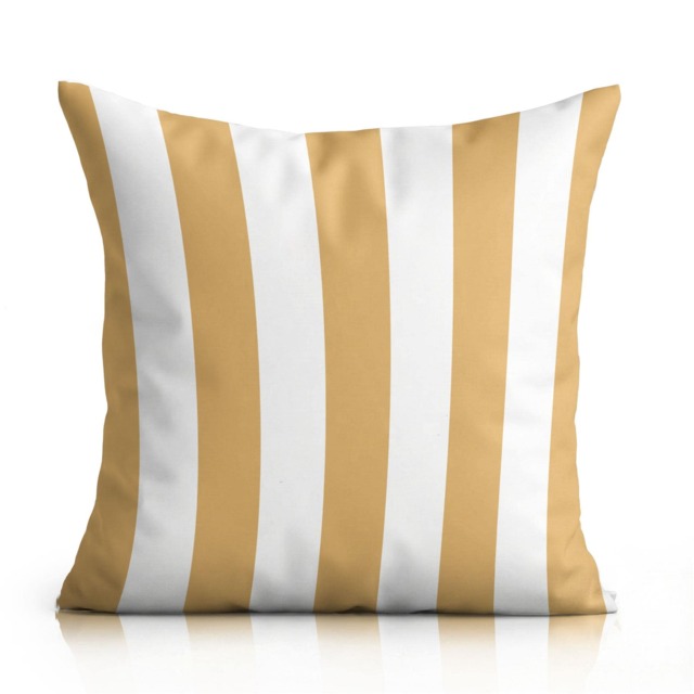 Wide Striped Outdoor Water-repellant Cushion Yellow