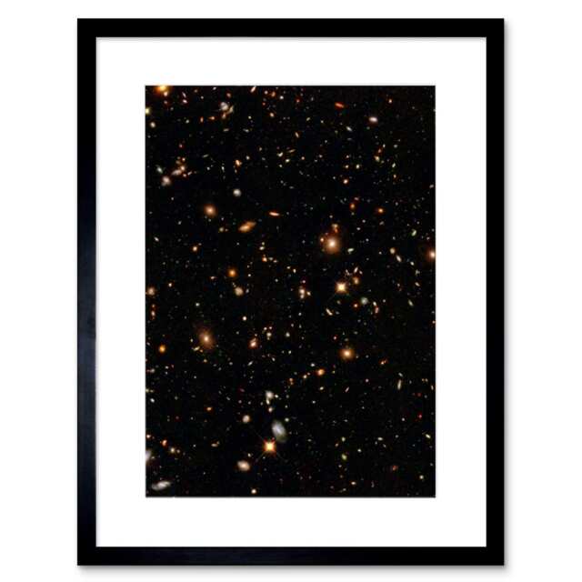 "NASA Hubble A Look Into Universe's Past Ultra Deep Field 9x7"" Black Framed Wall Art Print"