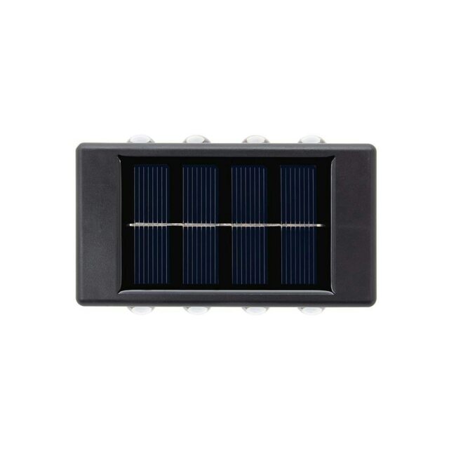 GardenKraft 8 LED Solar Fence Wall Light 2 Pack Black