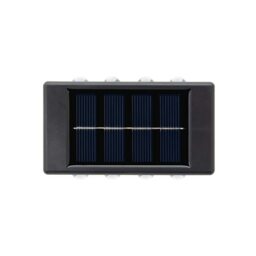 GardenKraft 8 LED Solar Fence Wall Light 2 Pack Black