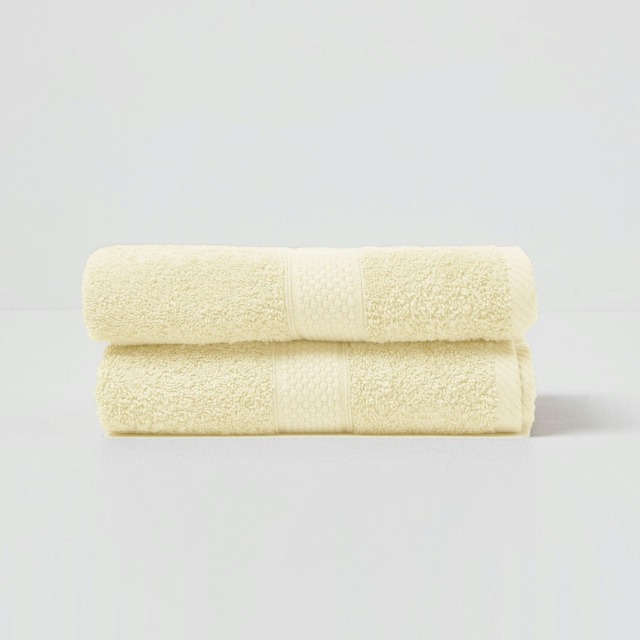 Homescapes Turkish Cotton Hand Towel Set of 2 - Yellow Yellow Hand towel 2