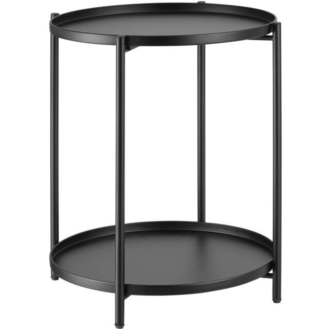 Bedside Table Oxford - round with removable shelves, 45.5 x 45.5 x 53 cm Black black 45,50 x 45,50 x 53 cm 1