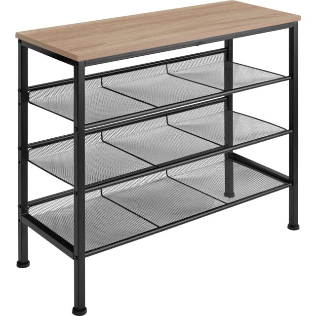Shoe Rack Wolverhampton - surface shelf and 3 grid shelves, industrial style Brown industrial wood light, oak Sonoma 75,50 x 30,50 x 69,50 cm 1