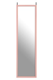 Interiors By Premier Pink Plastic Frame Over Door Mirror, Durable 124x34cm Full-Length Mirror for Bedroom or Bathroom Pink