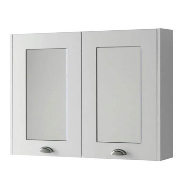 Bathroom Mirror Cabinet 800mm Wide - White - (Aberdeen) White White 1