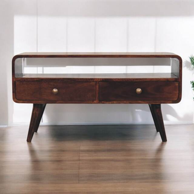Artisan Furniture Solid Wood Curved California Walnut Media Unit
