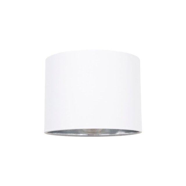 "Modern White Cotton Fabric Small 8"" Lamp Shade with Shiny Silver Inner White White 1"