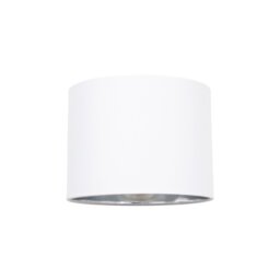 "Modern White Cotton Fabric Small 8"" Lamp Shade with Shiny Silver Inner White White 1"